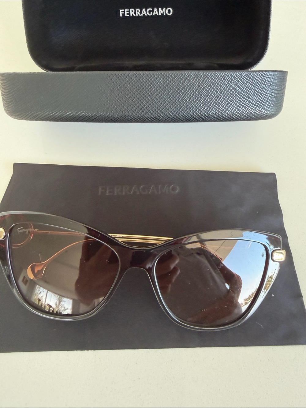 New Salvatore Ferragamo  Cat-Eye Sunglasses with Brown Lenses